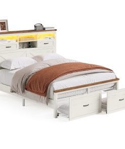 VASAGLE Queen Bed Frame with Storage Headboard