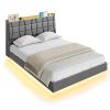 VASAGLE Full Size Floating Bed Frame with LED Lights