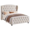 Bed Frame with Tall Headboard and Upholstered Platform