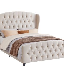 Bed Frame with Tall Headboard and Upholstered Platform