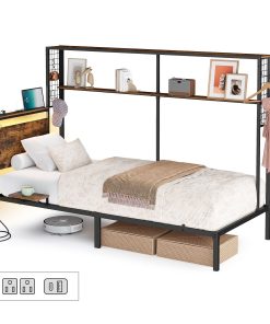 VASAGLE Twin Size Metal Bed Frame with Headboard