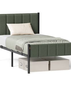 VASAGLE Twin Bed Frame with Upholstered Headboard