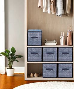 Non woven fabric storage cubes with handles for closet shelves
