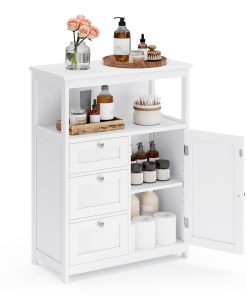 Bathroom Floor Storage Cabinet White