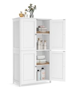 Floor Storage Cabinet with Adjustable Shelves and Doors