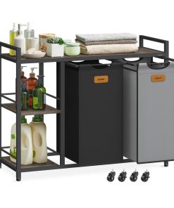 Rolling Laundry Cart with Shelves