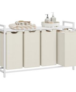 4-Bag Laundry Sorter with Shelf for Easy Laundry Organization
