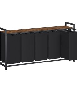 Laundry sorter with five removable bags and sturdy metal frame
