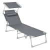 Sun Lounger with Sunshade Headrest Adjustable Backrest
