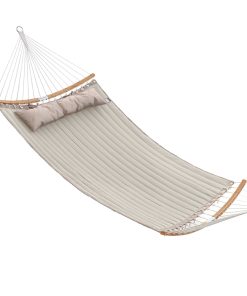 Quilted Hammock with Curved Bamboo Spreaders