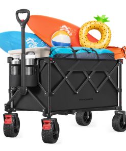 SONGMICS Folding Wagon. Camping Wagon Collaspible with Handle. 40 Gallons. Holds up to 330 lb. 4 Removable Wheels. Utility Garden Cart for Outdoor. Space-Saving