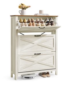 Liry Collection - Shoe Storage Cabinet Organizer with 3 Flip Drawers