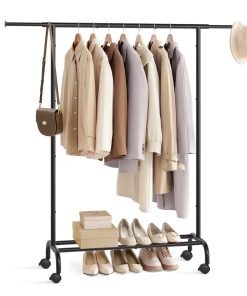 Clothes Rack with Extendable Rail and Wheels