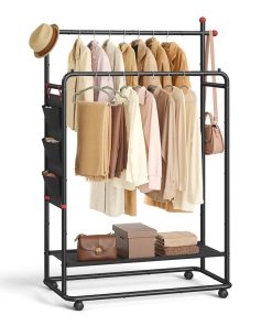 Double-Rod Clothes Rack on Wheels