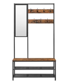 Coat Rack Shoe Bench with Mirror