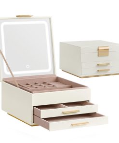 SONGMICS Jewelry Box with Mirror and LED Lights