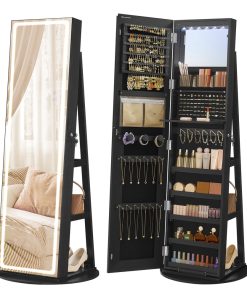 LED Mirror Jewelry Cabinet Standing