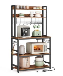 Hutch Bakers Rack with Power Outlet