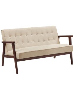 Loveseat Sofa with Solid Wood Armrests