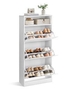 VASAGLE Shoe Cabinet. Slimline Shoe Storage with Open Shelf