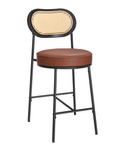 Bar Stools Set of 2. Counter Height Bar Stool with PE Rattan Back