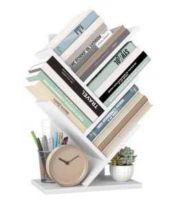 Tree bookshelf with space saving shelves