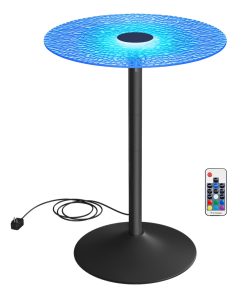 Round Cocktail Table with Multi-Colored Lights and Glass Top