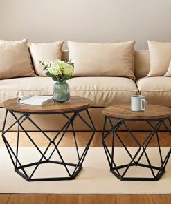 Round coffee table and side table set for living room and office