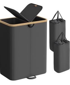 Laundry hamper with dual compartments and removable liner