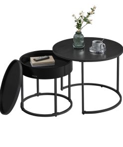 Set of 2 Nesting Tables with Hidden Storage and Top Tray