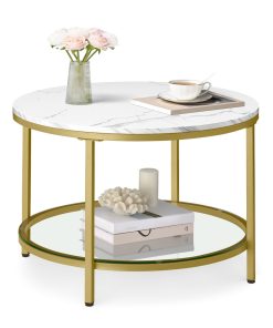 Faux Marble Round Coffee Table