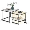 Modern Square Side Tables with Bottom Shelf