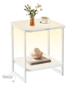 Square Bedside Table with LED Lights