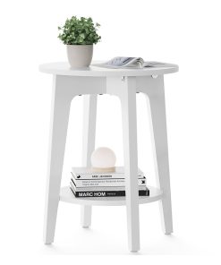 Maezo Collection - Small Round End Table with Lower Shelf