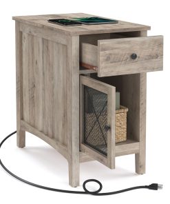 Side Table with USB Ports and Outlets