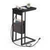 C-Shaped Side Table with Adjustable Feet
