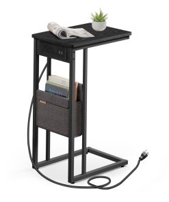 C-Shaped Side Table with Adjustable Feet