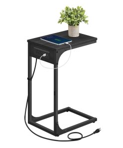 C-Shaped Side Table with Charging Station