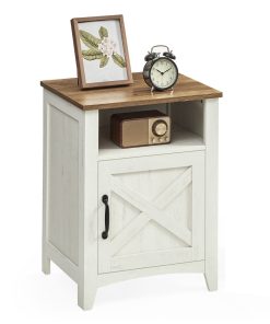 Liry Collection - Farmhouse Nightstand with Barn Door