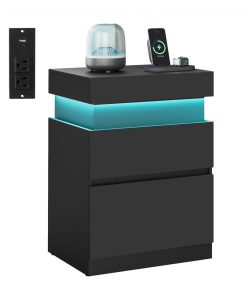 KAILYN Collection - Nightstand with Power Outlets. Sliding Lid