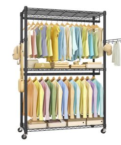 Heavy-Duty Rolling Clothes Rack