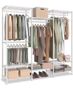 Dividable Clothing Rack with Adjustable Shelves and Hanging Rails