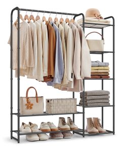 44.1 Inch Large Portable Closet with Shelves Black