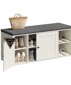 Storage bench shoe cabinet with door for entryway or bedroom