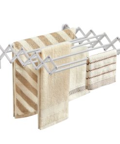 Wall-Mounted Expandable Steel Clothes Drying Rack with 9 Rods