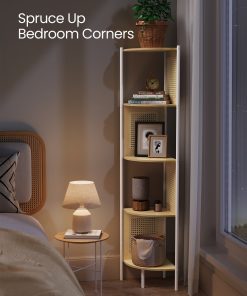 5-Tier Corner Shelf Stand with Polyrattan Sides