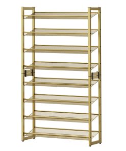Metal shoe storage rack set with stackable adjustable shelves