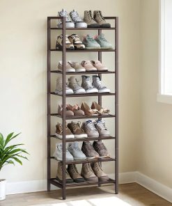 Tall metal shoe rack shelf for closet and small entryway spaces