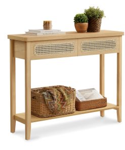 Console Table with Drawers and Shelf
