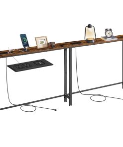 VASAGLE Set of 2 Console Tables with Power Outlets. Slim Behind Couch Sofa Tables